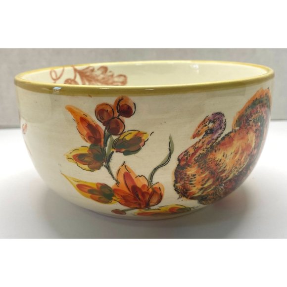Maxcera Thanksgiving Acorns of Turkey Soup Bowl Cereal Ceramic 5.5" Across - Picture 6 of 9